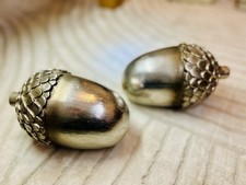 2 Large Wooden Silver Feature Acorn Decorative Ornaments