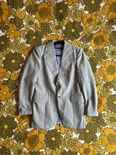 Beautiful 70s flared suit Grey/Blue Stripe S Mod Psych Retro Glam