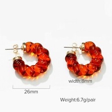 Resin Twist CC Earring/ Orange