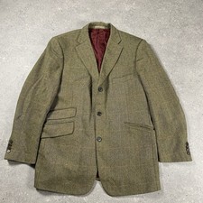Gieves & Hawkes Jacket Mens 46R Green Tweed Windowpane Check Blazer Country