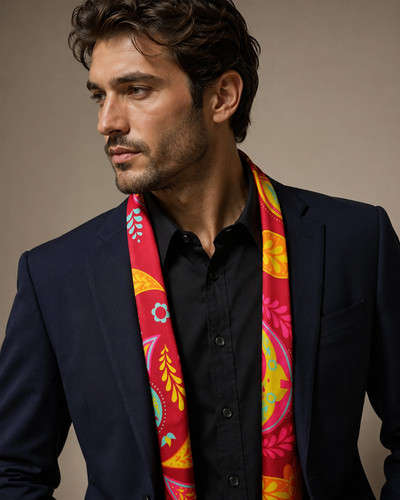 Multicolour paisley silk scarf - multicolour,