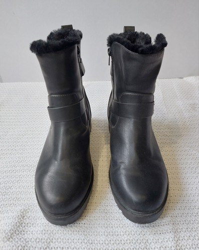 Black faux leather ankle - black, boots