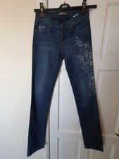 Ermanno Scervino Designer Womens Blue Embelished Jeans Waist 29" Straight Leg 
