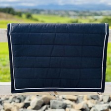 PolyPads Classic Square Saddle Pad Black with White Binding And Silver Piping