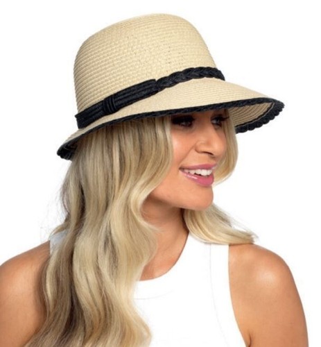 Ladies cloche hat crush straw - cloche,