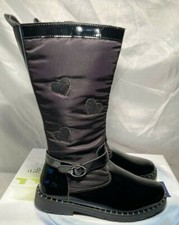 Primigi Girls Paris Heart Black Knee High Zipped Boots Sz UK 12.5 / 31