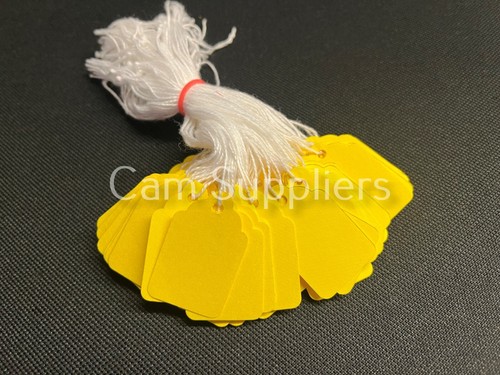 Yellow strung tie tags - yellow,