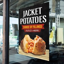 Jacket Potatoes Poster Wall Window Cafe Jacket Potato Trailer Sign