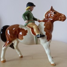 Beswick Girl on Skewbald Pony 1499 Vintage Equestrian Figurine England. Stunning