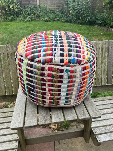 Multi coloured indian pouf - coloured,