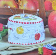 Cross Stitch Chart - Sewing Accessory Apple Picker's Fruit Themed Pincushion