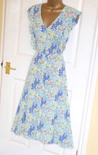 Pastel floral print floaty vintage 40s 50s party tea day dress size 16 Summer