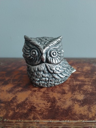 Vintage pewter tawny owl - pewter,