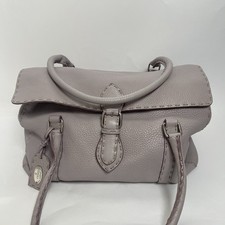 FENDI Bag Lilac Leather Selleria Silver Hardware Beige Lining