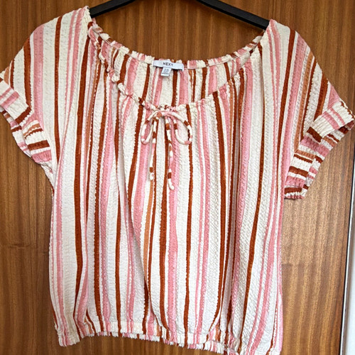 Next pink white brown striped - next,
