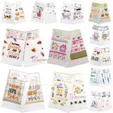 100% COTTON TEA TOWELS SET KITCHEN TERRY GLASS DISH CLEANING DRY CLOTH PACK OF 3