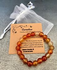 CARNELIAN Bracelet Stretch Fit Handmade + Gift Bag & Card Crystal Gemstone 8mm
