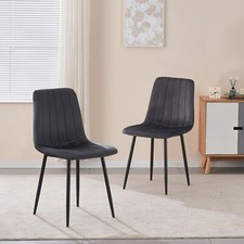 2PCS Dark Grey Velvet Dining