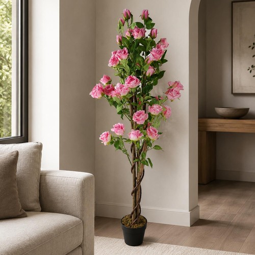 Artificial pink rose tree - rose,