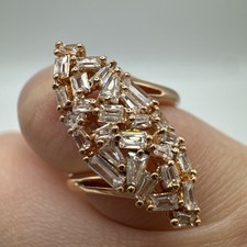 14ct Rolled Gold Ring Size 6.75 Marquise Zircon Cluster 585RG Hallmarked Gift