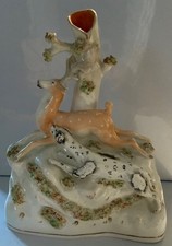 Ornament - Staffordshire Stag & Hound Spill Vase