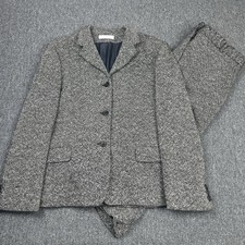 Nicole Farhi Suit Womens Size UK 16 Grey Wool Blazer Skirt Smart Business Office