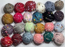 Job lot Bundle knitting yarn wool 24x Ball Fancy Mini Pom Pom Oddments 35B