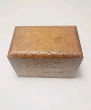 Vintage/Antique Brown Hand Carved Floral Design Wooden Playing Card Storage Box 