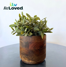 Wooden 15cm planter with faux