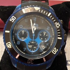 Ice Watch Ice Chrono Electrik Men's Watch Black Blue , New Battery Box Papers