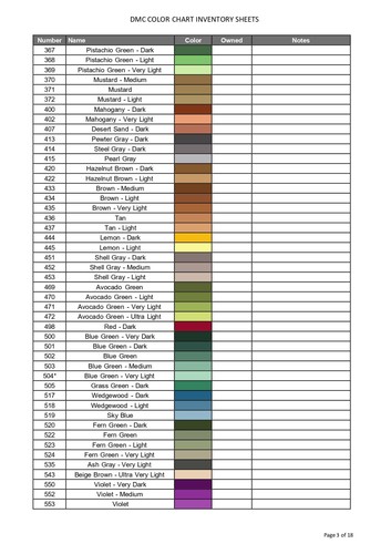 Dmc thread tracker inventory - dmc,