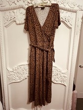 Editors Cut Leopard Print Wide Leg Jumpsuit Size 12