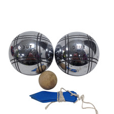 Indoor Obut Petanque Boules Set of 2 with Cochonnet and Measuring Tool Pre-Owned