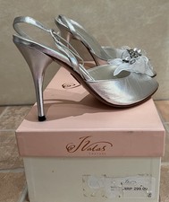 J Valas Couture Silver Sandals with Swarovski Crystals Only Worn Once Size 6