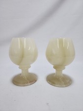 2 White Onyx Turned Brandy