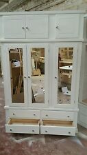 HANDMADE AYLESBURY (WHITE) 4 DRAWER TRIPLE WARDROBE (MIRRORED) NOT FLAT-PACK!!!