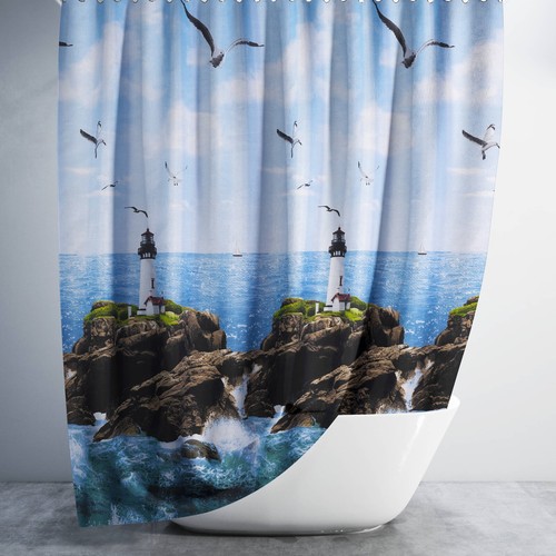 Bathroom fabric shower curtain - shower,