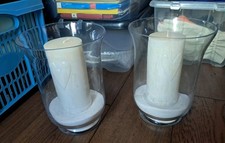 Tall Glass Storm Lantern Candle Holder Large Clear Hurricane Ornament x2