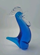 Cobalt Blue Glass Cockerel,  Paperweight, Figurine - 15.5cm Tall