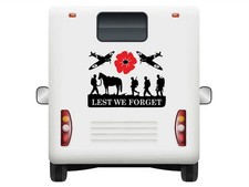 Lest We Forget Remembrance Sticker Decal Poppy Day Soldier Window Wall Car Van