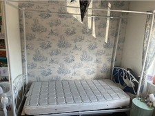 white metal princess canopy bed frame single