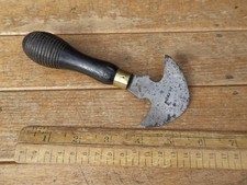 Antique Victorian Leather Working Tool made by J.DIXON .Turned Wooden handle