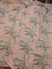 Vintage Snatch The dog By Sue Hall pink & White Pair Of Fabric Curtains