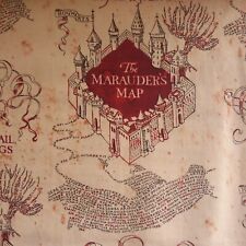 Harry Potter Licensed Book Hogwarts Taupe Marauders Map Cotton Fabric Per 50cm