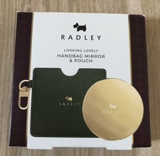 Radley 'Looking Lovely' Handbag Mirror & Green Pouch - Boxed & Unused