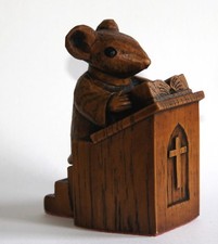 Church Mouse Vicar Pulpit Ornament Hand Made Carving unique Bible Cathedral Gift
