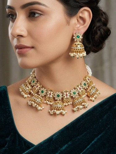 Indian gold plated kundan - gold,