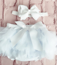 Girls Baby White Frilly Both Sides Tutu Knickers Christening Cake Smash Wedding