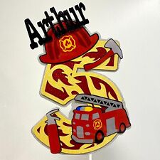 Fireman Fire Engine Sam Inspired Personalised Cake Topper Fire truck Number Name