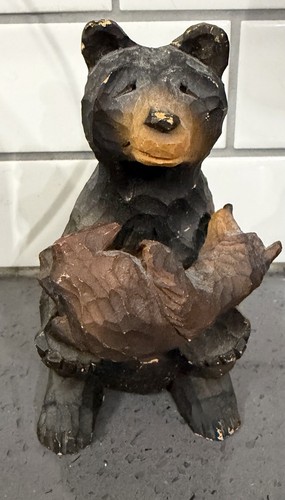 Vtg bear wood wooden - bear,